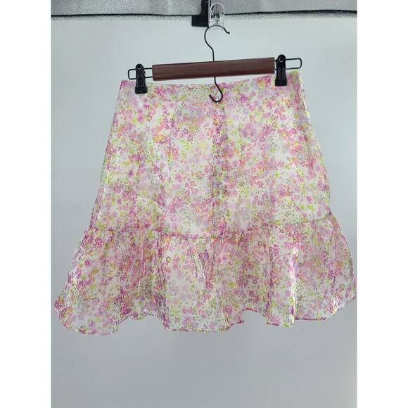 Wildfox floral ruffle bottom skirt Sm fairy feminine sorority dainty feminine - Picture 9 of 12